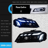 Convient aux modèles Audi A3 2008-2012, ensemble de phares pour la version RS avec lentilles LED et effet lumineux dynamique de type « cheval au galop »