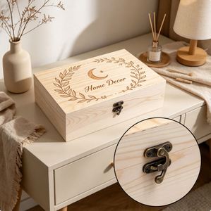 Boîte de rangement en bois de pin classique multifonction gravée au laser sur mesure |   1 pièce disponible en dropshipping pour Noël - Product Image 5