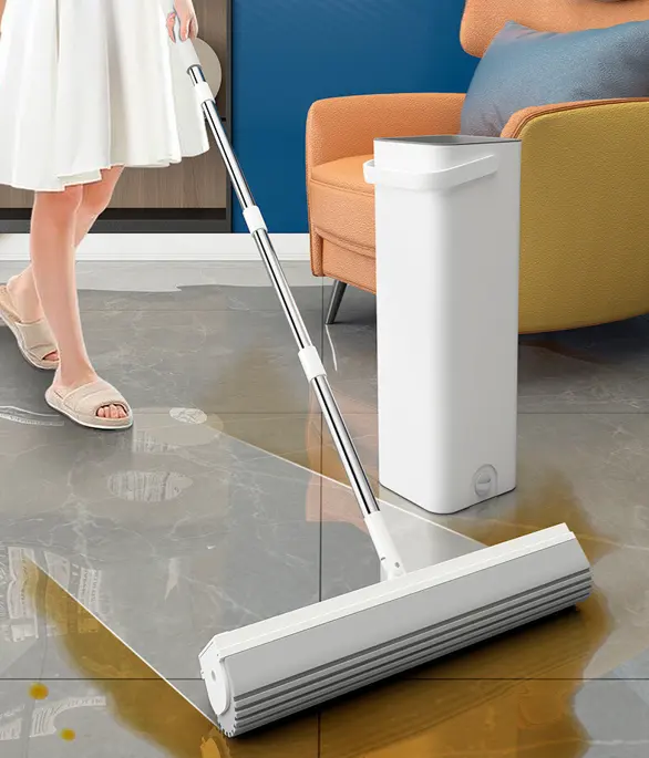 2023 New Extended mop head Hands-free Mop with cleaning bucket Self Wash Dust Microfiber Magic Self mop cleaning floor