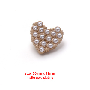 Nhỏ Moq Chấp Nhận Ưa Thích Tùy Chỉnh Vàng Tấm Chân Hình Trái Tim <span class=keywords><strong>Rhinestone</strong></span> Kim Loại Ngọc Trai Nút Cho Quần Áo Phụ Nữ - Product Image 6