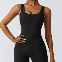Vêtements de sport avec logo personnalisé vêtements de yoga fitness sans manches entraînement une pièce leggings à jambes larges body femmes combinaisons de yoga
