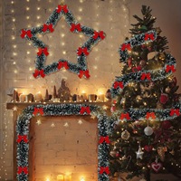 Guirlande de Noël en tinsel de 2 m avec nœud, décorations brillantes métalliques pour sapin de Noël, bande de tinsel épaisse pour la décoration murale de la maison et des fêtes