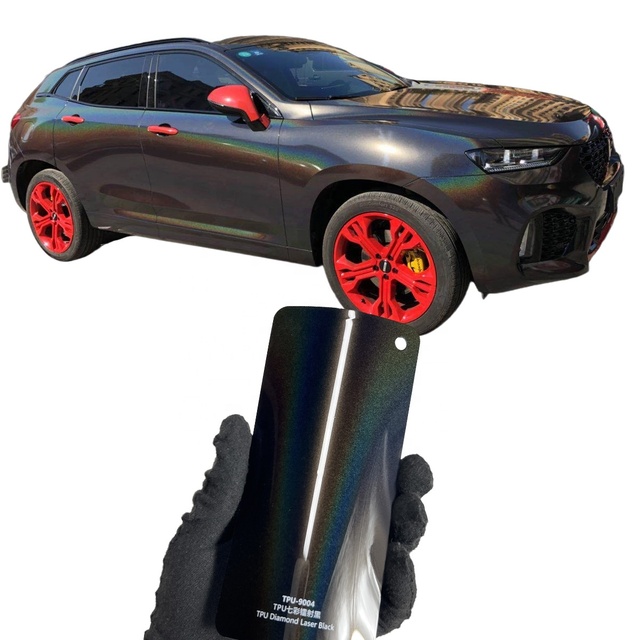 High Gloss TPU Diamond Laser Black Wrap Film Color PPF Wrapping Vinyl Manufacturing