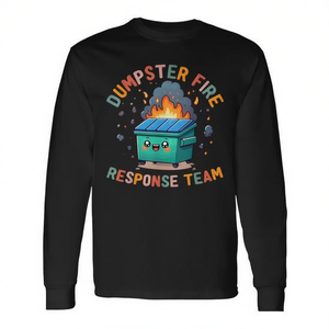 Camiseta de manga larga Kawaii del equipo de respuesta a incendios Dumpster Fire Response Team, camiseta promocional unisex con cuello redondo y estampado digital para adultos - Product Image 3