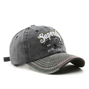 Washed Vintage Baseball <strong>Cap</strong> with <strong>Superdry</strong> Eagle Embroidery Retro Distressed Adjustable Sun Hat - Product Image 2