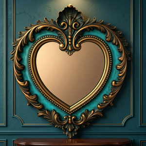 Heart Shaped Carved Wooden Dresser <b>Mirror</b> Decorative Bedroom Furniture - Product Image 3