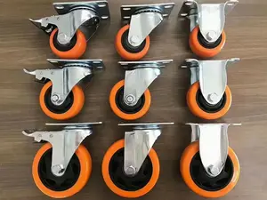 100mm Rueda Giratoria PVC Orange Roulette Pivotante Chariot Industriel 1.5 2 2.5 3 4 5 Pouces Heavy Duty Workbench Roulettes