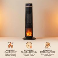 Chauffage d'appoint portable 2000W PTC, ventilateur électrique économe en énergie, radiateur tour en céramique avec effet flamme