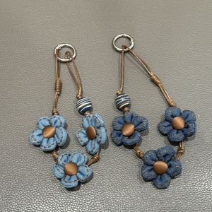 Handmade Retro Denim Braided Lanyard Ins Flower Pendant Phone Strap Keychain CCd Camera Strap Product Category Other Lanyards