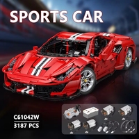 Cada C61042 MOC 1:8 GTE 488 Véhicule RC Rouge Super Sport Voiture de Course Italienne Modèle de Présentation Kits Cadeau pour Adulte Blocs de Construction