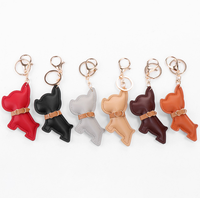 Porte-clés en cuir PU avec motif de chien adorable, accessoires pour la décoration de sacs