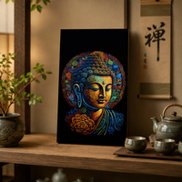 Peinture abstraite du visage de Bouddha zen, impression numérique, toile imperméable 6 couleurs, décoration murale bouddhiste, salles de méditation