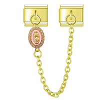 Bracelet en acier inoxydable à double pendentif or et argent, style module italien, bijoux DIY exquis en gros