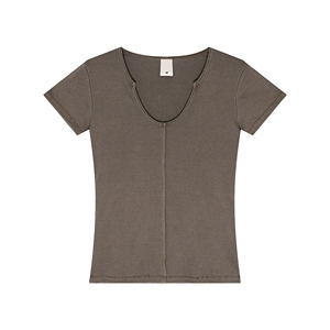 European-American Pure Desire Slim Fit Top 2025 Spicy Girl Deep U-Neck Short Sleeve Summer Design - Product Image 1