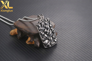 Collar con Colgante de Calavera Estilo HipHop de Acero Inoxidable 316L Personalizado, Etiquetas Cuadradas, Colgantes y Dijes Finos para Hombres y Mujeres - Product Image 5