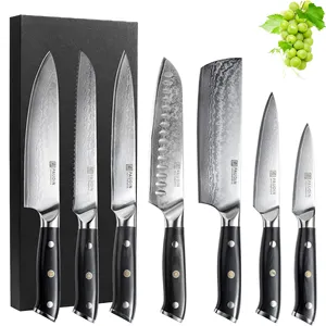 Cao cấp dao 7 cái Damascus thép nhà bếp đầu bếp dao đặt đầu bếp dao đặt