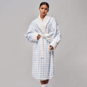 Albornoz de lana coral personalizado para <span class=keywords><strong>mujer</strong></span>, <span class=keywords><strong>bata</strong></span> de baño de felpa de doble cara informal para mantener el calor, camisón de salón, <span class=keywords><strong>bata</strong></span> de descanso - Product Image 6