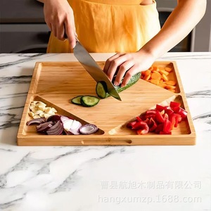 <b>Wooden</b> Divided Cutting Board Rectangle Multifunction Kitchen Tray For Vegetable Fruit Sorting Chopping <b>Blocks</b> - Product Image 1