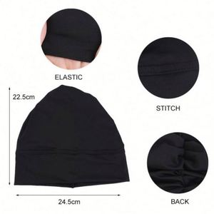 Wholesale Custom Logo Hair Accessories Soft Stretchy Muslim Beanie Dome Cap <b>Head</b> Wrap Hijab Solid Color Image <b>Style</b> Beach Unisex - Product Image 3