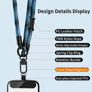 Mobile Phone Accessories Universal Crossbody Necklace Strap Patch Tab Tether Nylon Cell Smartphone Phone Case Lanyard