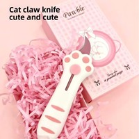 Mini couteau pliant rétractable portable, lame en acier allié, forme de patte de chat mignonne, couteau de poche pratique pour couper et ouvrir les colis