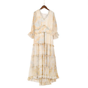 Holya nuova moda Chiffon Casual floreale <span class=keywords><strong>giovane</strong></span> donna Oversize Maxi lungo abito intero - Product Image 1