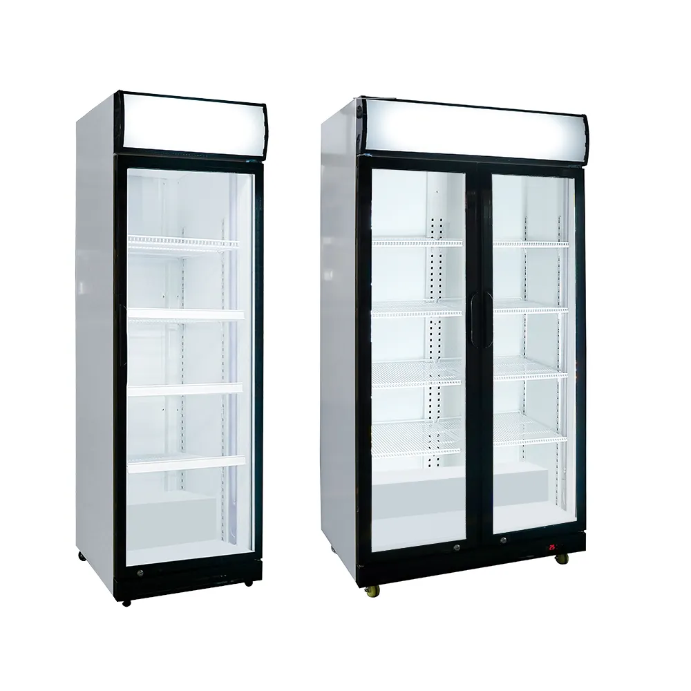 Đồ Uống Thương Mại Cửa Kính Dọc Tủ Trưng Bày Tủ Lạnh Hiển Thị Cooler