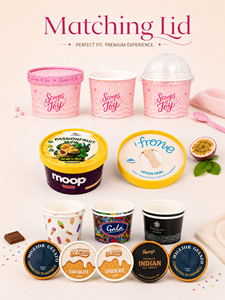 Coppette per Gelato in Carta Ecologica Premium <span class=keywords><strong>con</strong></span> Logo Personalizzato e Coperchi, Vaschette Stampate su Misura per Yogurt Gelato e Dessert - Product Image 6