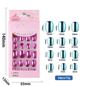 <span class=keywords><strong>Faux</strong></span> ongles pour enfants Qianya, 24 pièces, ABS électroplaqué, couleur <span class=keywords><strong>bonbon</strong></span>, <span class=keywords><strong>faux</strong></span> ongles amovibles pour enfants, vente en gros - Product Image 6