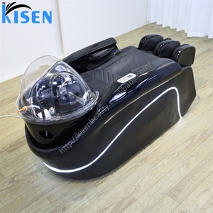 KISEN 2025 Nouveau Modèle Équipement de Salon de Beauté Très Vendu Lit de Lavage de Cheveux Inclinable avec Bassin en Céramique et Massage Électrique - Product Image 2