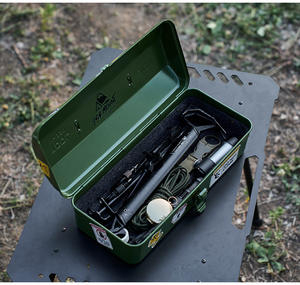 户外野营储物袋便携式金属工具箱，带DIY装饰贴纸钢材料 - Product Image 5