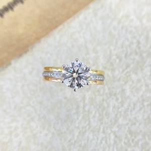 Oro Rosa Oro amarillo Oro blanco Oro 18K Oro Redondo Moissanite VVS D Color Anillo solitario Anillo de compromiso Regalo de boda para mujeres - Product Image 3