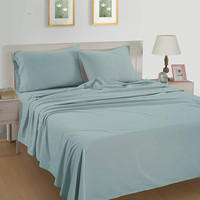 Ensemble de draps plats en coton de qualité supérieure, taille King & Queen, toucher doux, confortable, couleur unie, pour toutes les saisons