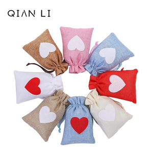 ถุงผ้าลินินรูปหัวใจ QIAN LI ขนาด 15x20 ซม. ถุงใส่ของขวัญงานแต่งงาน หลายสี อุปกรณ์วันวาเลนไทน์ - Product Image 2