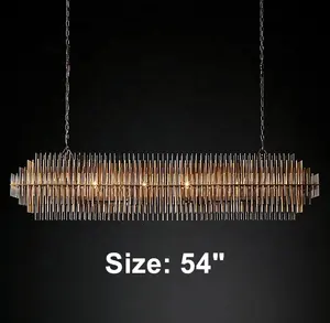 Lámpara colgante de tubo de metal para sala de estar comedor de lujo de cristal moderno