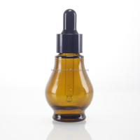 Flacon vide pour huiles essentielles en forme de goutte d'eau, 100ml, 50ml, 30ml, 20ml, 10ml, flacon cosmétique rond en verre ambré avec compte-gouttes