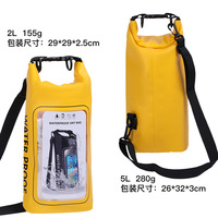 Sac étanche IP68 500D PVC sac sec 2L-Roll Top sac à dos avec étui/pochette de téléphone-accessoires de canotage et de kayak