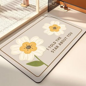 พรมเช็ดเท้าลายดอกไม้ Leguan ขนาด 38x58 ซม. 48x78 ซม. 58x88 ซม. กันลื่น กันน้ำ ทำจากดินไดอะตอม สำหรับห้องน้ำและทางเข้าบ้าน - Product Image 4