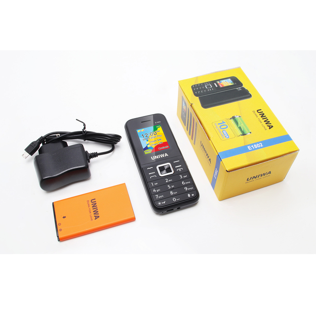 UNIWA E1802 High Quality 1800mAh Big Battery Dual SIM Card 2G GSM Unlocked Bar Feature Phone with 1.77" Screen 2030 Loudspeaker
