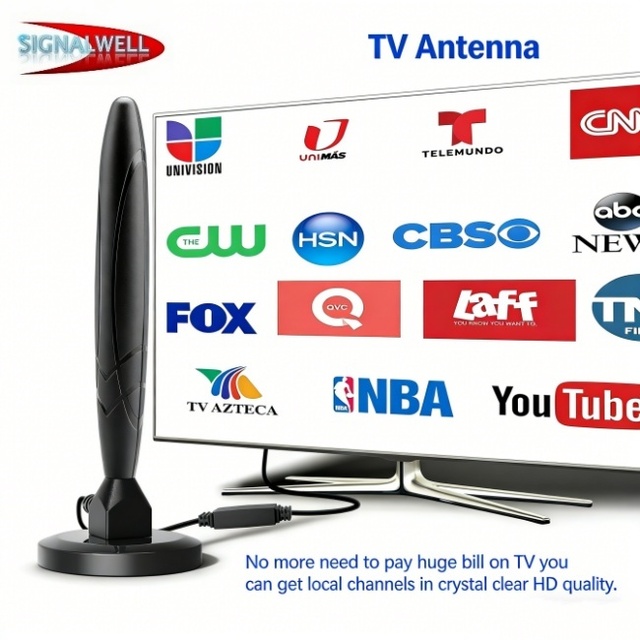 Free View High-Performance Indoor/Outdoor Digital 1080P Long Range HDTV Antenna Portable TV Aerial Signal Booster Plastic