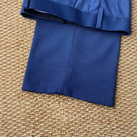 Pantalon homme MTM personnalisé, style business classique, respirant, ceinture TR, sans revers, bleu, formel, coupe slim, devant plat, fermeture éclair.