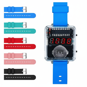 Led Digital Watch Kit Diy Electronic Assembly <b>Plastic</b> <b>Case</b> Silicone Band Sporty Unisex 22 Cm Buckle <b>Display</b> - Product Image 1