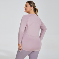 Veste de yoga longue à couvrance des hanches, grande taille, amincissante, avec dos en maille ajourée, respirante, effet délavé, coupe ajustée, manches longues, vêtement de sport pour