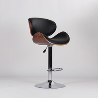 Tabouret de bar haut de gamme avec structure en bois et chaise pivotante réglable en hauteur en métal pour usage commercial