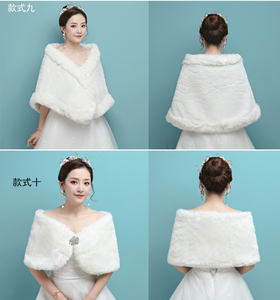 Feishiluo hiver femmes fausse <span class=keywords><strong>fourrure</strong></span> veste boléro vison cheveux col châle mariage Wrap Capes Ponchos pardessus pour les événements de mariée - Product Image 6