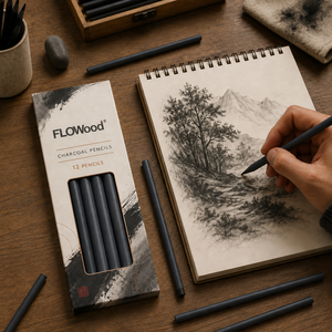 FLOWood Lot <span class=keywords><strong>de</strong></span> 12 crayons <span class=keywords><strong>de</strong></span> fusain en bois pour l'art <span class=keywords><strong>de</strong></span> l'<span class=keywords><strong>encre</strong></span> chinoise, crayons <span class=keywords><strong>de</strong></span> <span class=keywords><strong>dessin</strong></span> pour artistes, ombrage et portraits, fournitures artistiques - Product Image 5