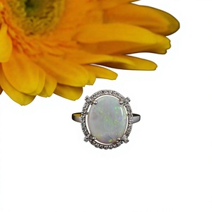 Natural Australian <b>Opal</b> Diamond Vintage <b>Ring</b> 925 Sterling <b>Silver</b> Handmade Fine Jewelry Wholesale Supplier - Product Image 1
