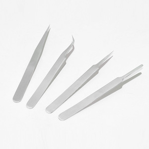 Pinzas de acero inoxidable de fábrica, kit de pinzas de alta precisión para extensión de pestañas y uñas, belleza y reparación de electrónica. - Product Image 2
