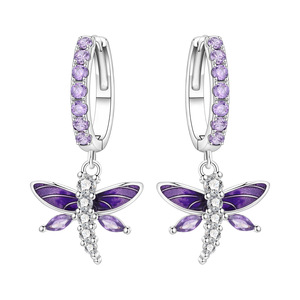 Pendientes de libélula de cobre blanco de dos tonos, pendientes originales de alta gama, accesorios para mujer - Product Image 2
