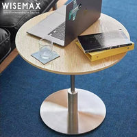 WISEMAX FURNITURE Meubles de style nordique pour la maison, table d'appoint créative pour canapé, table basse ronde en métal et bois pour salon, appartement